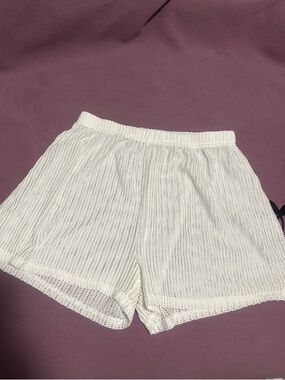 White Knit Swim Coverup Shorts – Lightweight Beach Layer